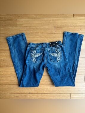 Miss Me y2k angel wing cross bootcut distressed jeans